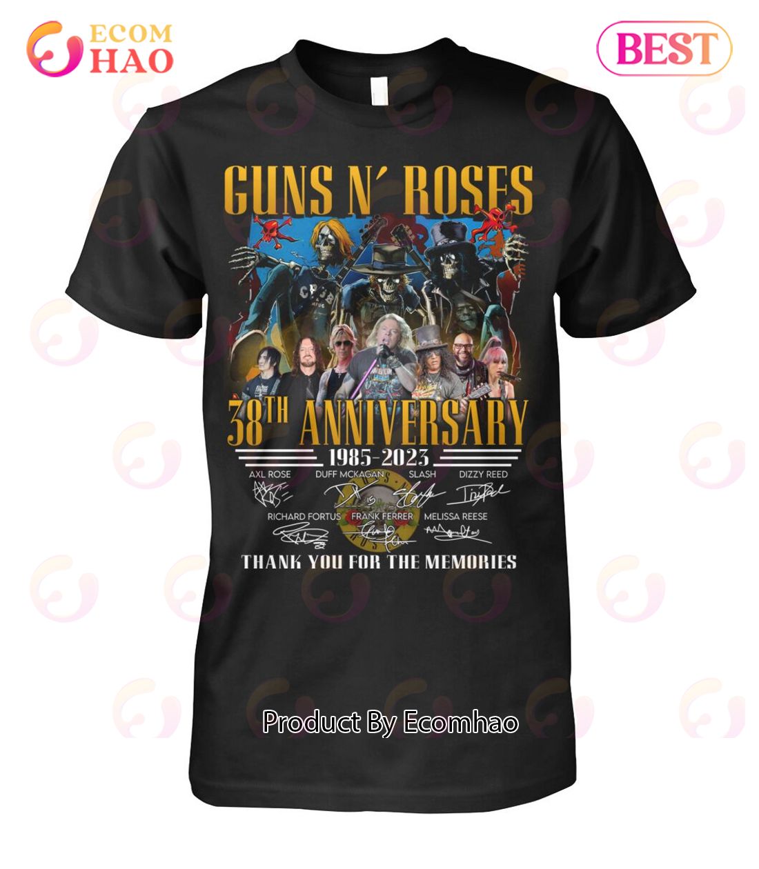 Gun N’ Roses 38th Anniversary 1985 – 2023 Thank You For The Memories T-Shirt