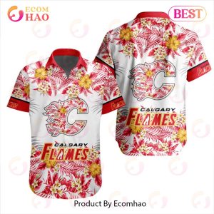 NHL Calgary Flames Special Hawaiian Design Button Shirt