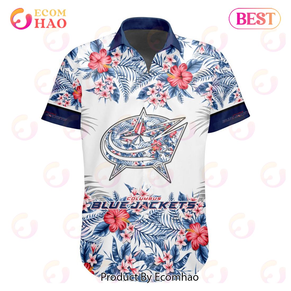 NHL Columbus Blue Jackets Special Hawaiian Design Button Shirt