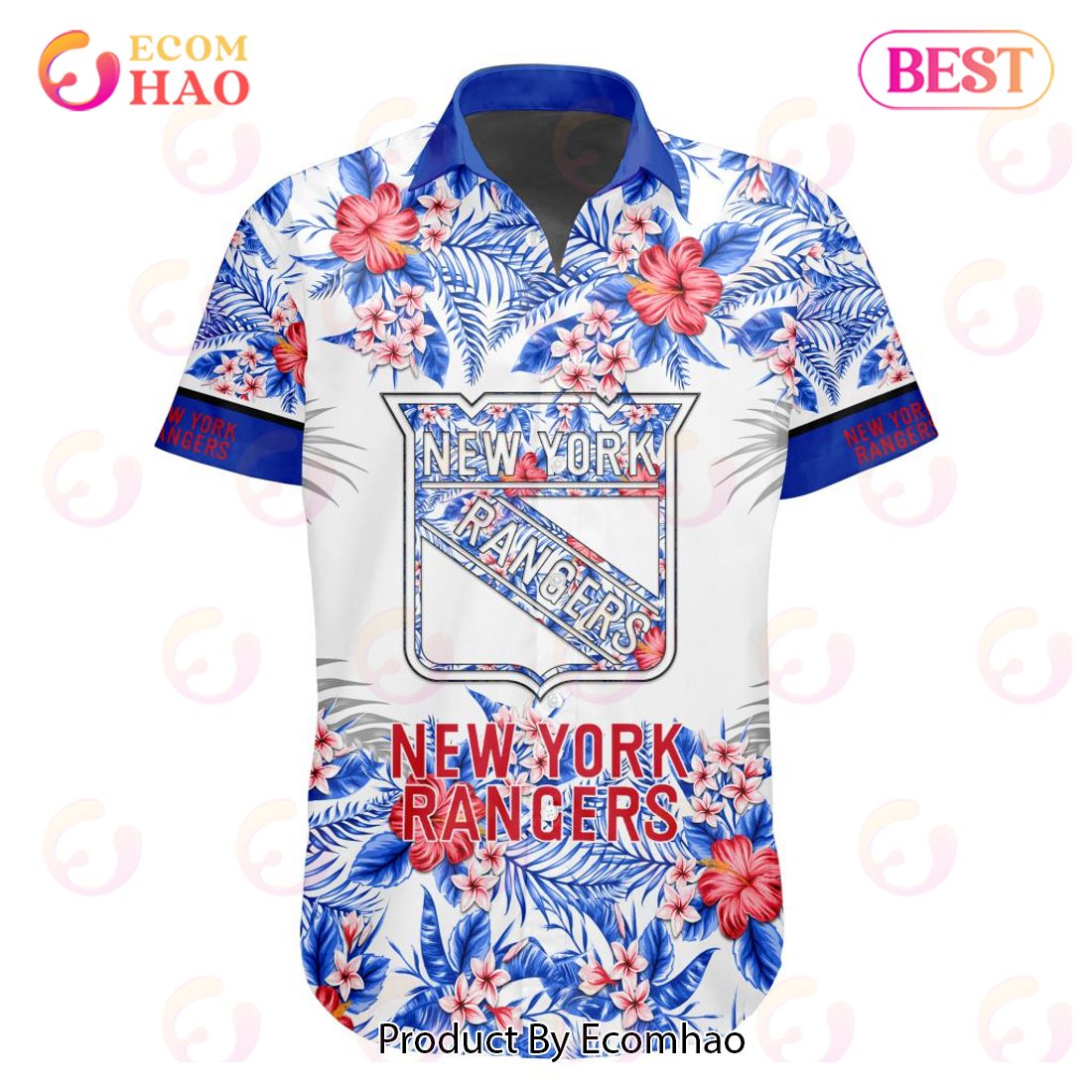 NHL New York Rangers Special Hawaiian Design Button Shirt