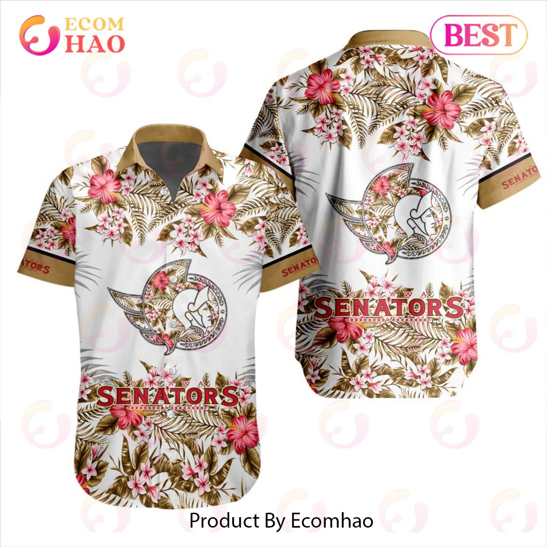 NHL Ottawa Senators Special Hawaiian Design Button Shirt