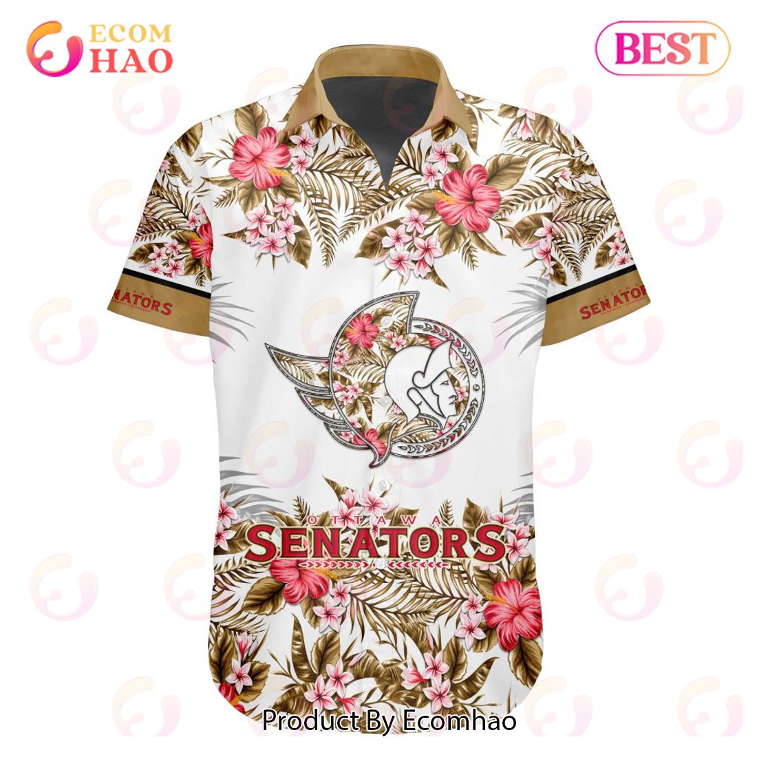 NHL Ottawa Senators Special Hawaiian Design Button Shirt