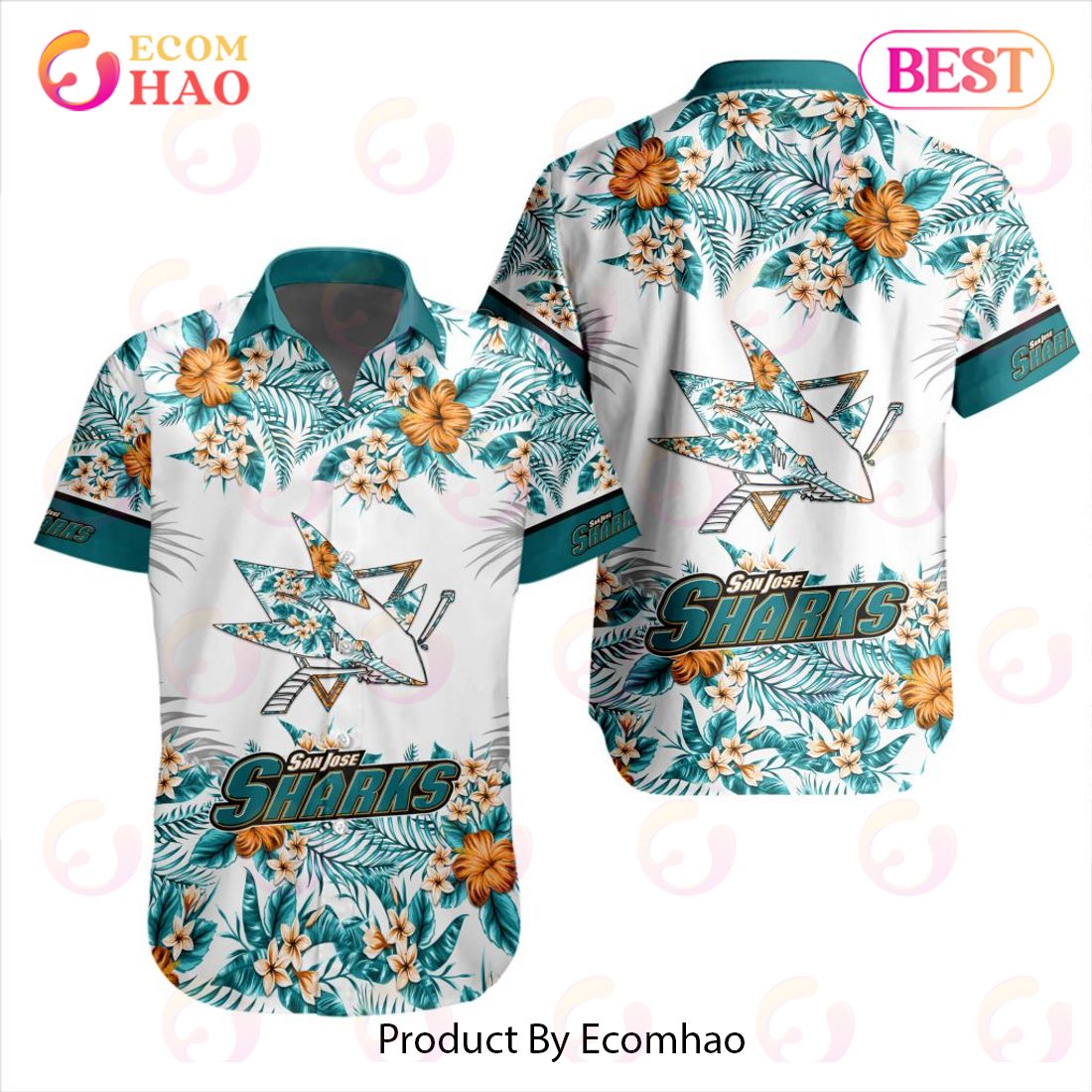 NHL San Jose Sharks Special Hawaiian Design Button Shirt