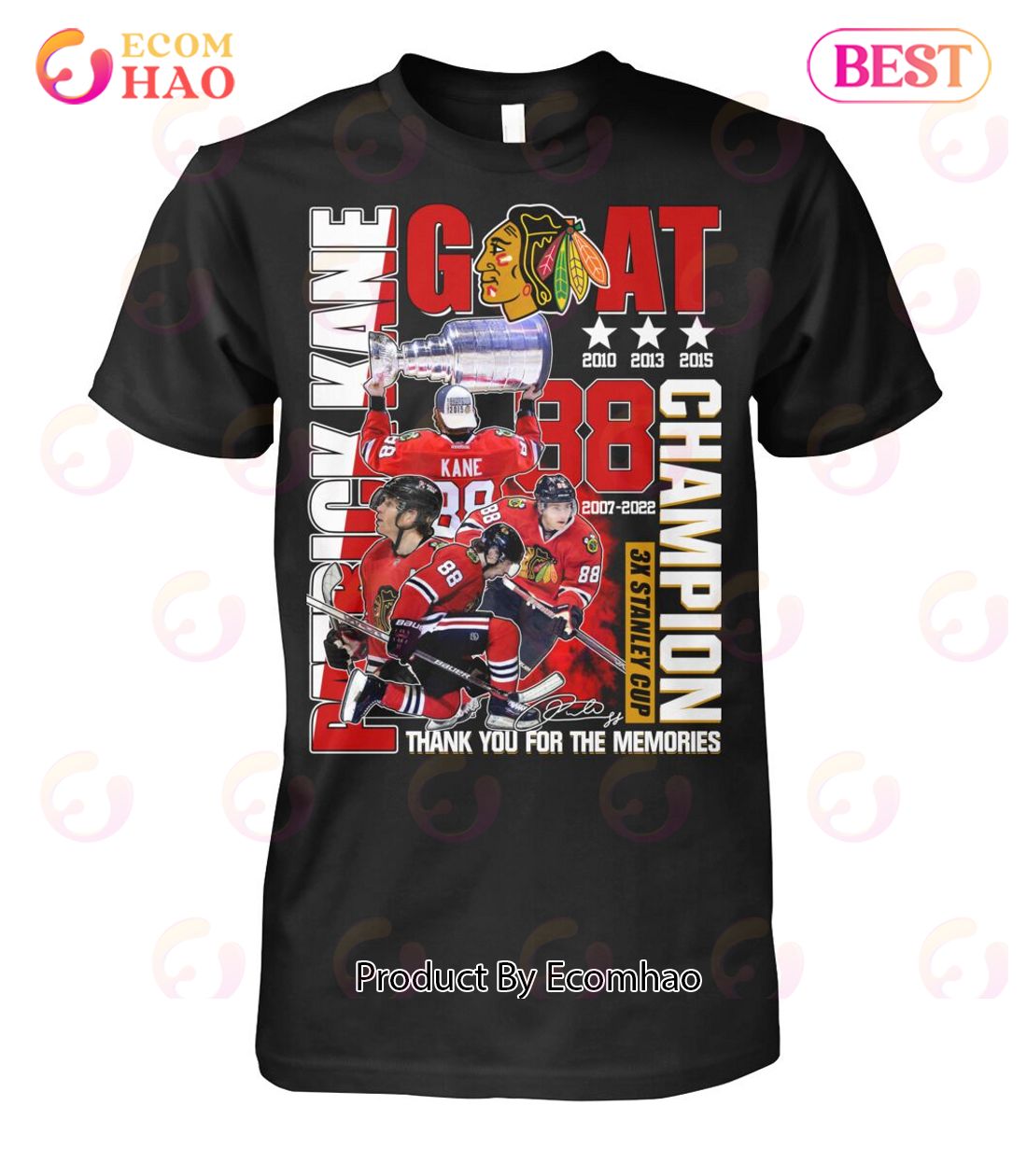 GOAT Patrick Kane Champion Thank You For The Memories T-Shirt