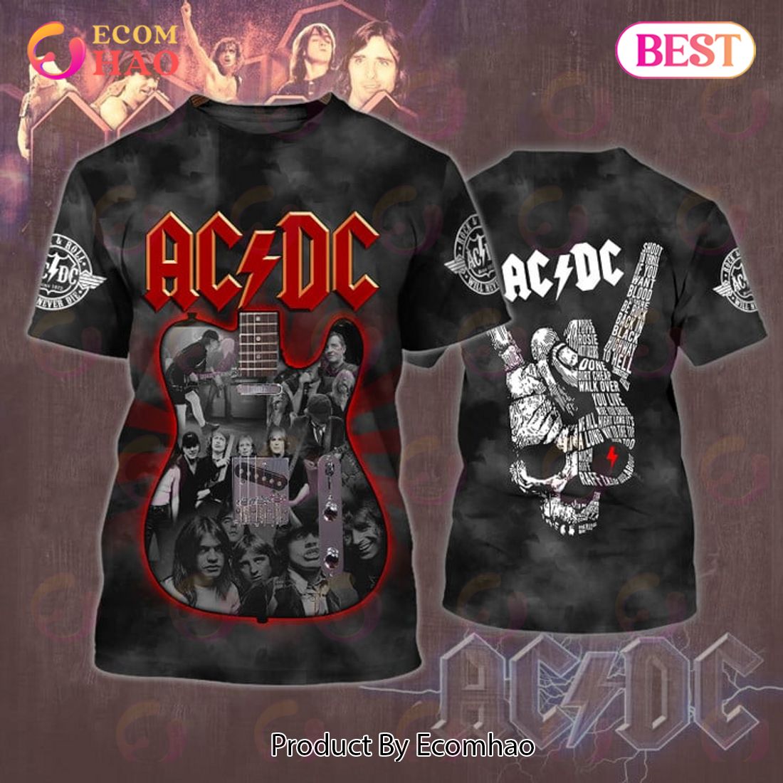 ACDC Rock Band 3D Printed Shirt