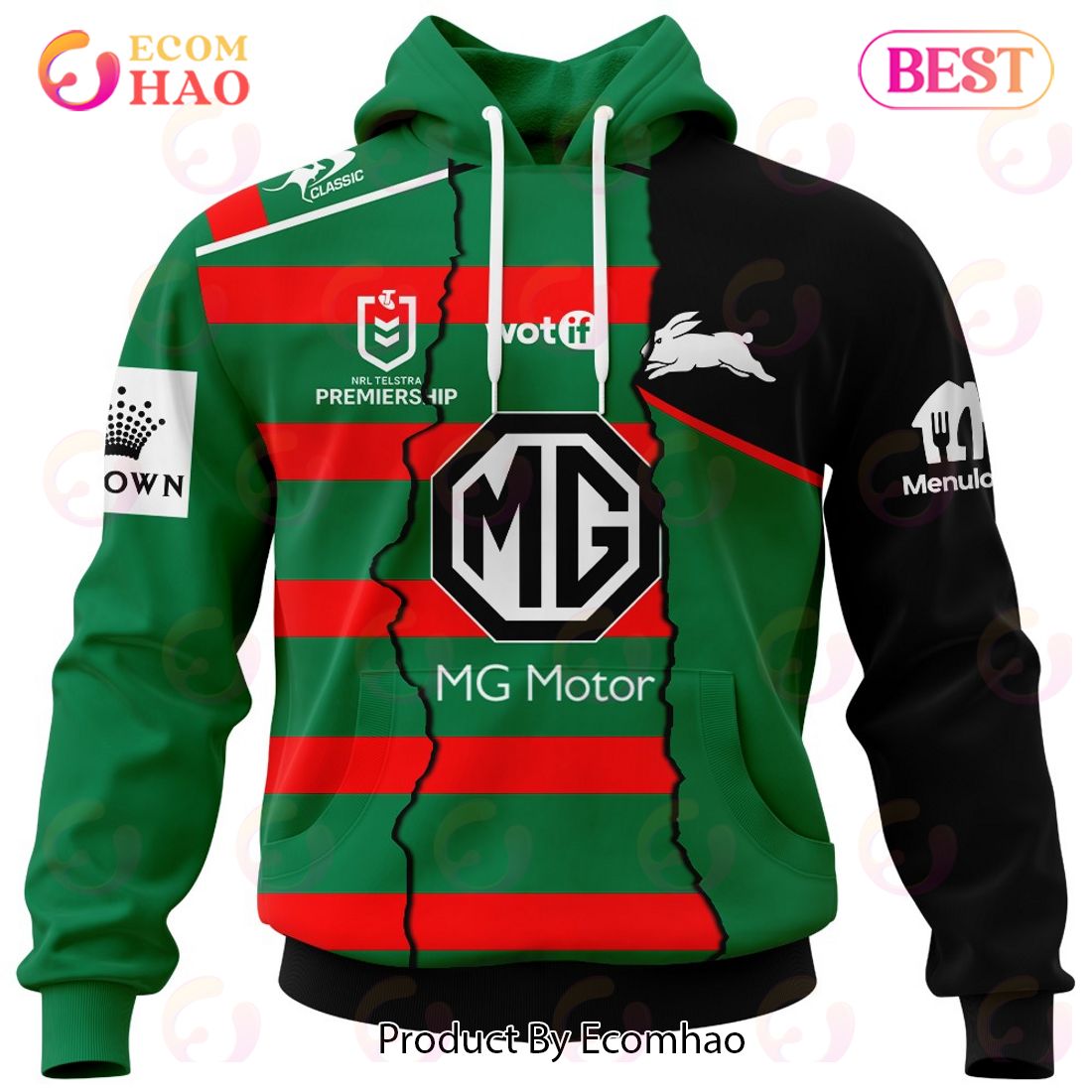 Personalized 2023 NRL South Sydney Rabbitohs Mix Jerseys 3D Hoodie