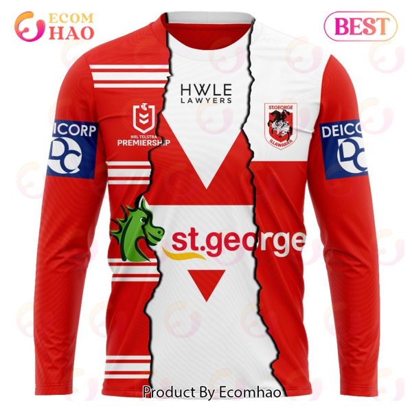 Personalized 2023 NRL St. George Illawarra Dragons Mix Jerseys 3D Hoodie