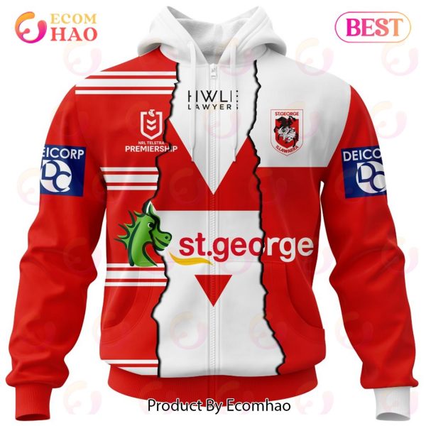 Personalized 2023 NRL St. George Illawarra Dragons Mix Jerseys 3D Hoodie