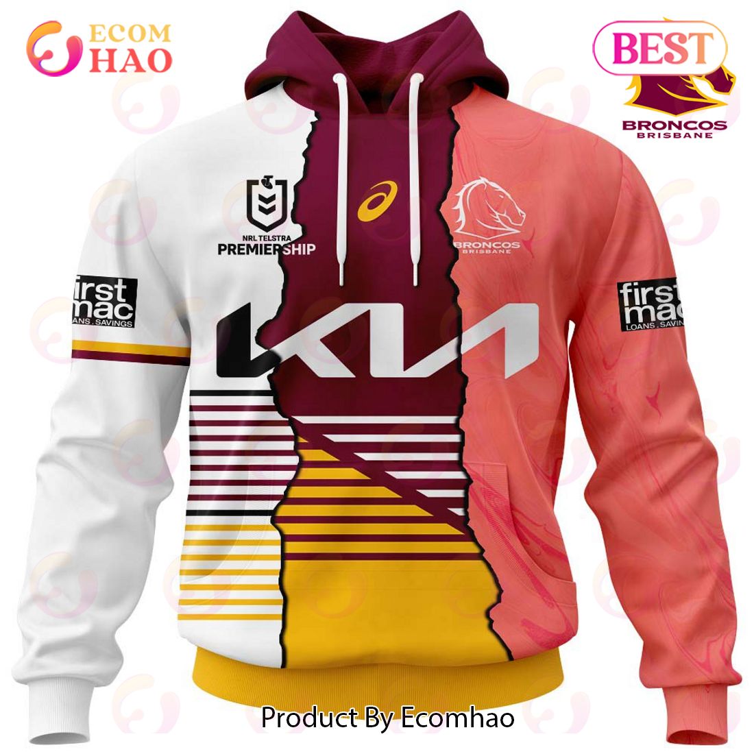 Personalized 2023 NRL Brisbane Broncos Mix Jerseys 3D Hoodie