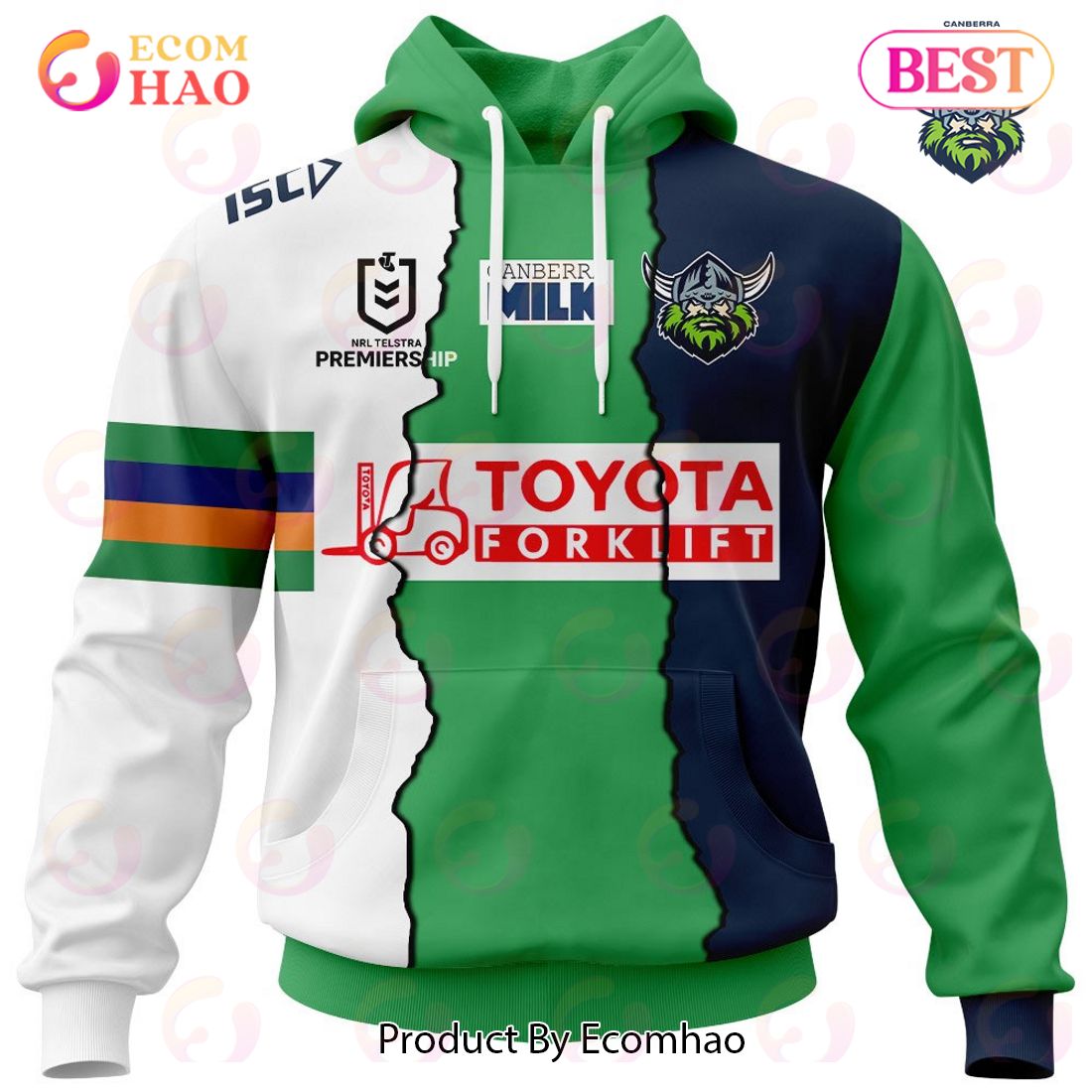 Canberra Raiders AOP NRL Custom Number And Name 3D Hoodie Zip Hoodie T Shirt  Gift For Fans - Banantees