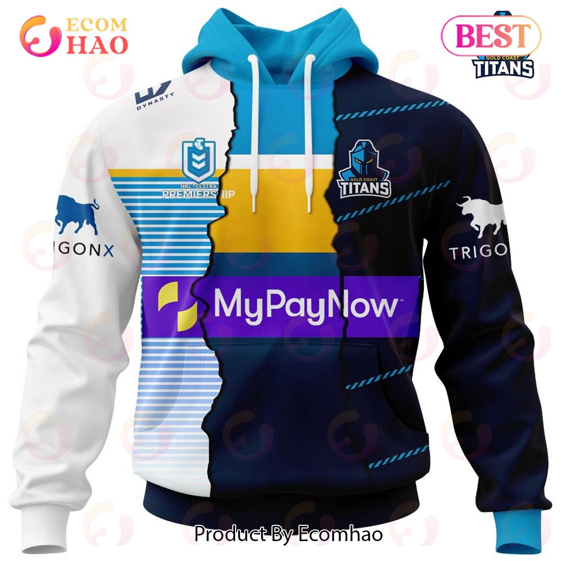 Personalized 2023 NRL Gold Coast Titans Mix Jerseys 3D Hoodie