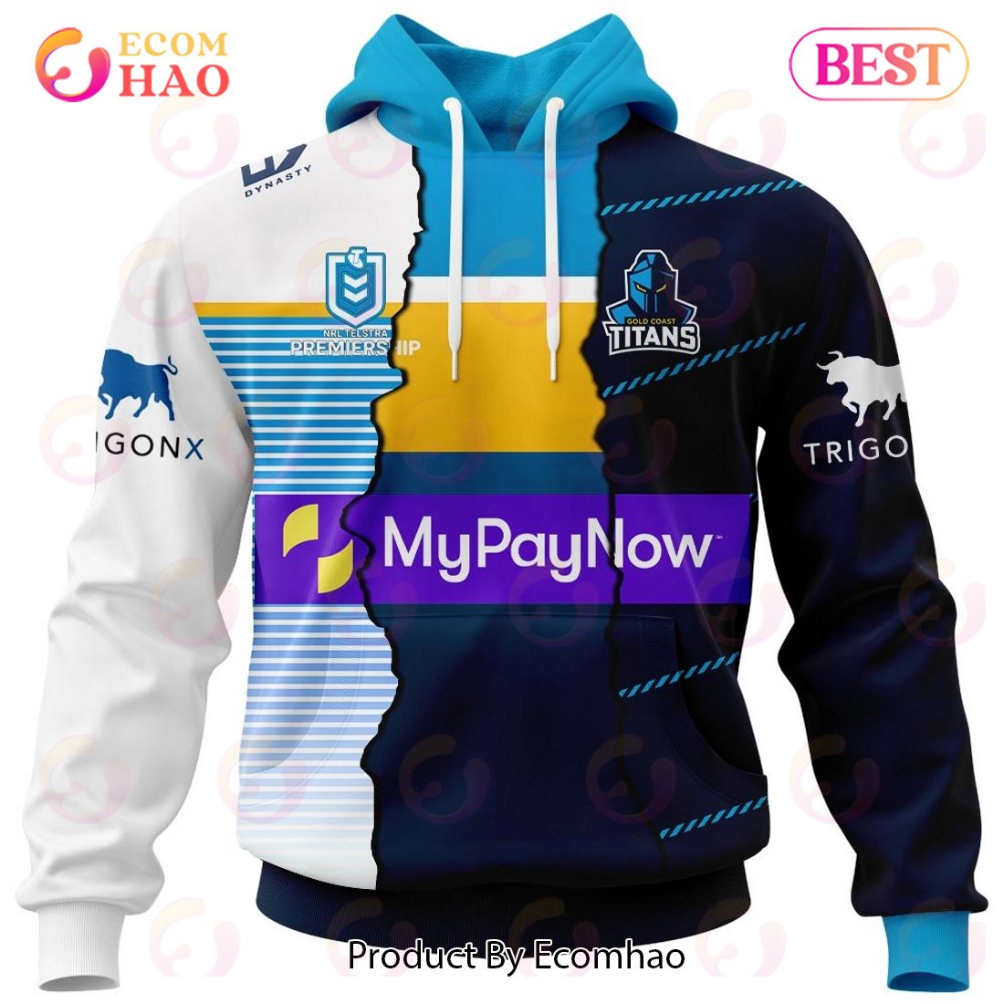 Personalized 2023 NRL Gold Coast Titans Mix Jerseys 3D Hoodie