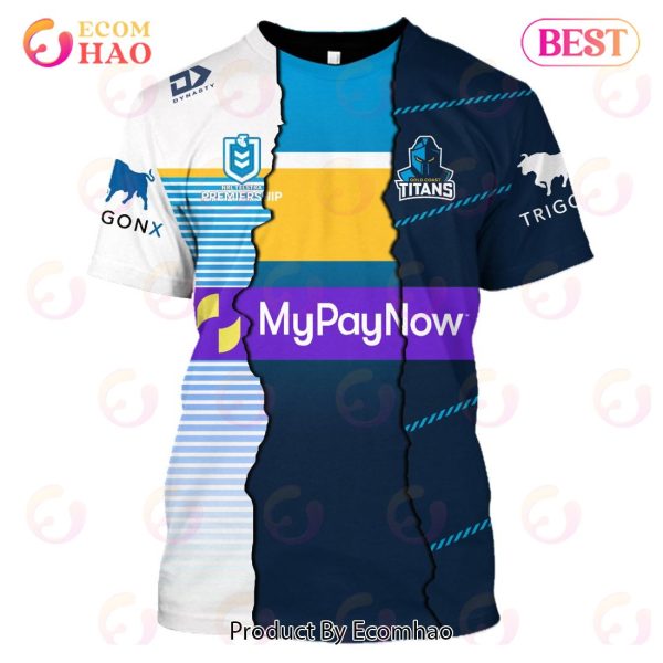 Personalized 2023 NRL Gold Coast Titans Mix Jerseys 3D Hoodie