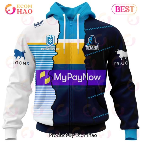 Personalized 2023 NRL Gold Coast Titans Mix Jerseys 3D Hoodie