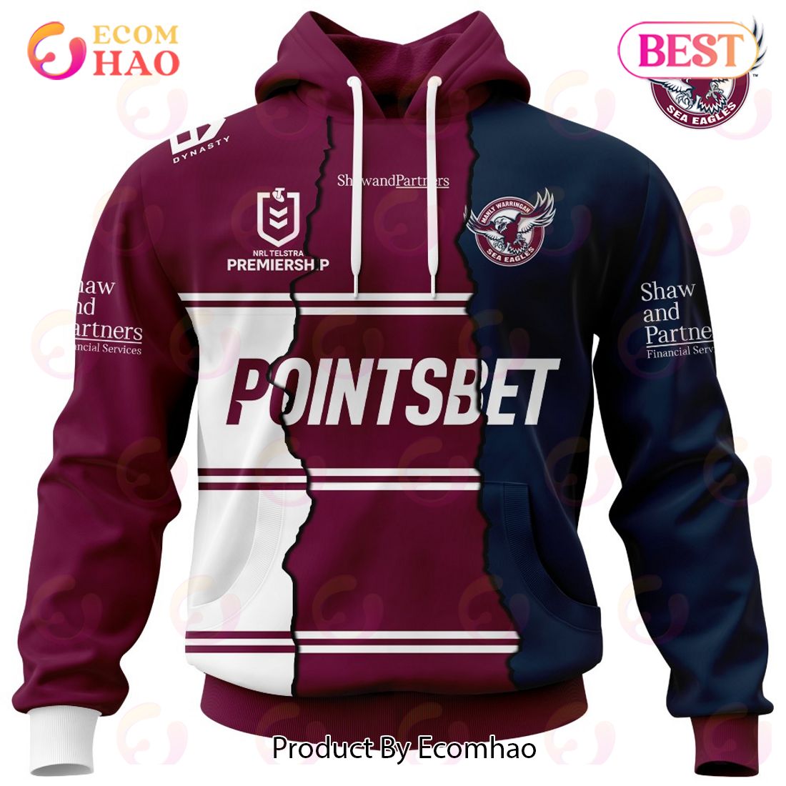 Personalized 2023 NRL Manly Warringah Sea Eagles Mix Jerseys 3D Hoodie