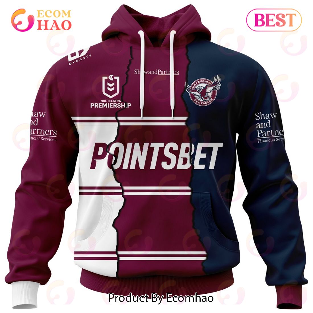 Personalized 2023 NRL Manly Warringah Sea Eagles Mix Jerseys 3D Hoodie