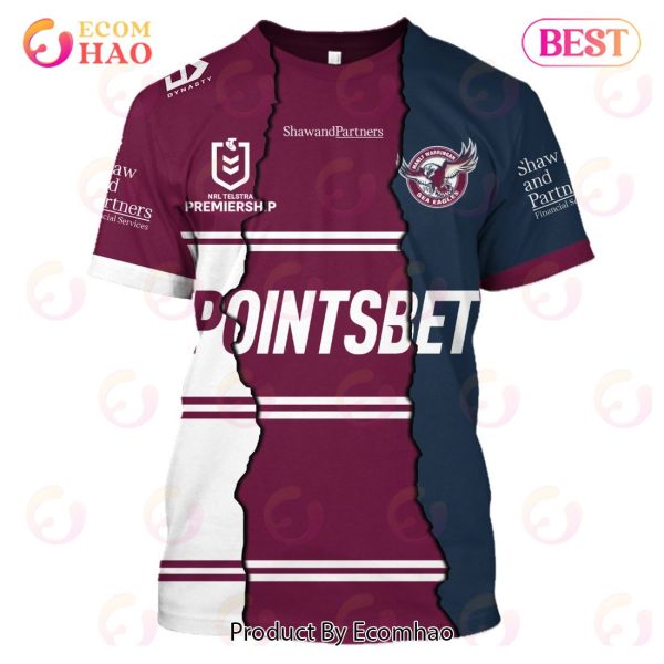 Personalized 2023 NRL Manly Warringah Sea Eagles Mix Jerseys 3D Hoodie