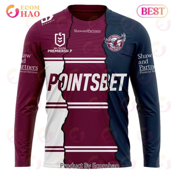 Personalized 2023 NRL Manly Warringah Sea Eagles Mix Jerseys 3D Hoodie