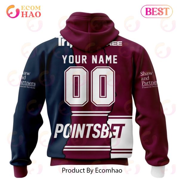 Personalized 2023 NRL Manly Warringah Sea Eagles Mix Jerseys 3D Hoodie