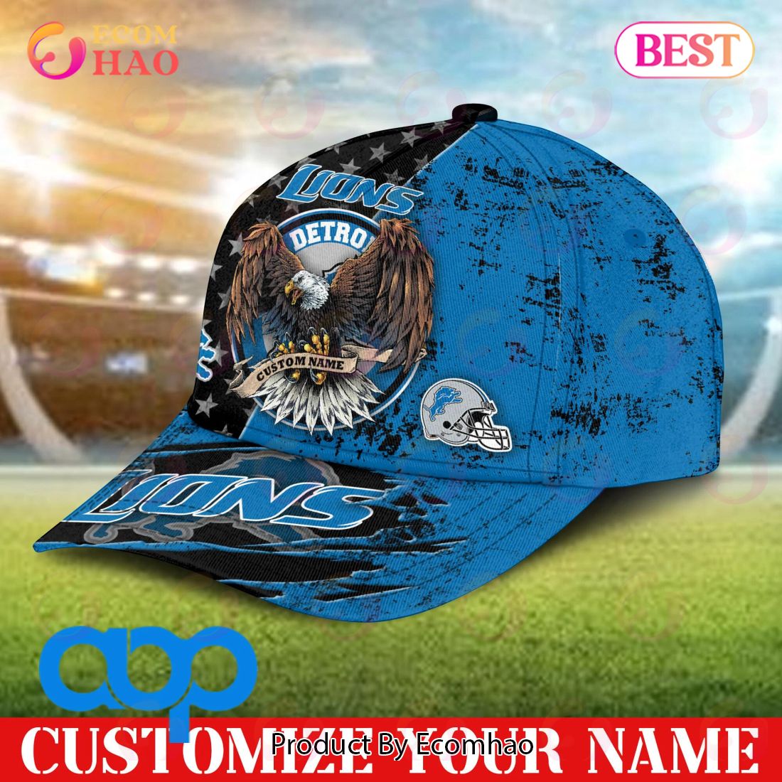 Detroit Lions NFL 3D Personalized Classic Cap