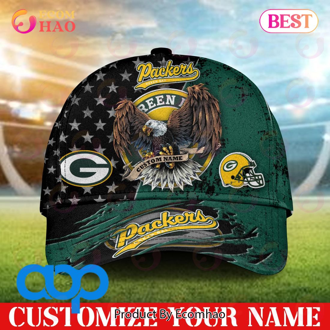 Green Bay Packers NFL 3D Personalized Classic Cap