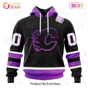 NHL Calgary Flames Special Black Hockey Fights Cancer Kits 3D Hoodie