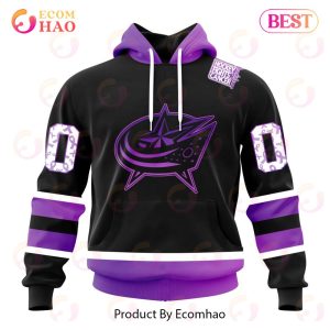 NHL Columbus Blue Jackets Special Black Hockey Fights Cancer Kits 3D Hoodie