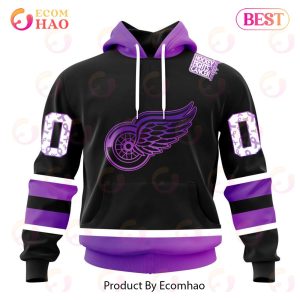 NHL Detroit Red Wings Special Black Hockey Fights Cancer Kits 3D Hoodie