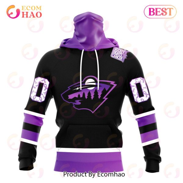 NHL Minnesota Wild Special Black Hockey Fights Cancer Kits 3D Hoodie