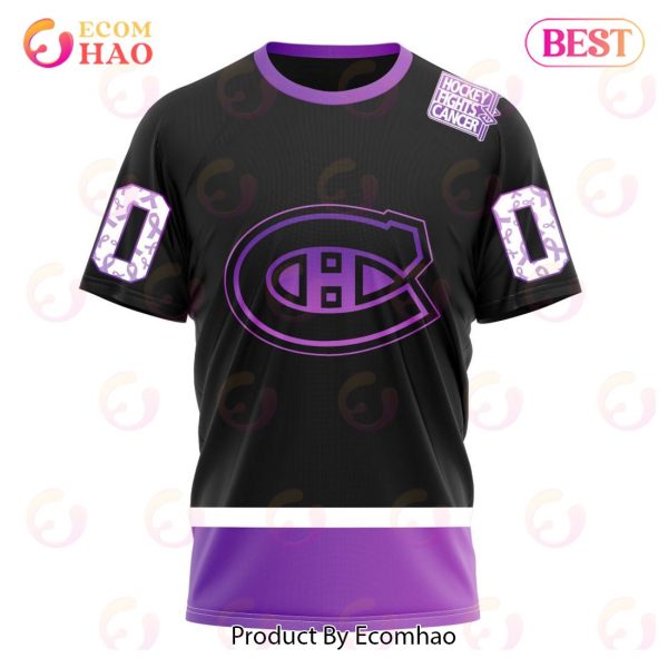 NHL Montreal Canadiens Special Black Hockey Fights Cancer Kits 3D Hoodie