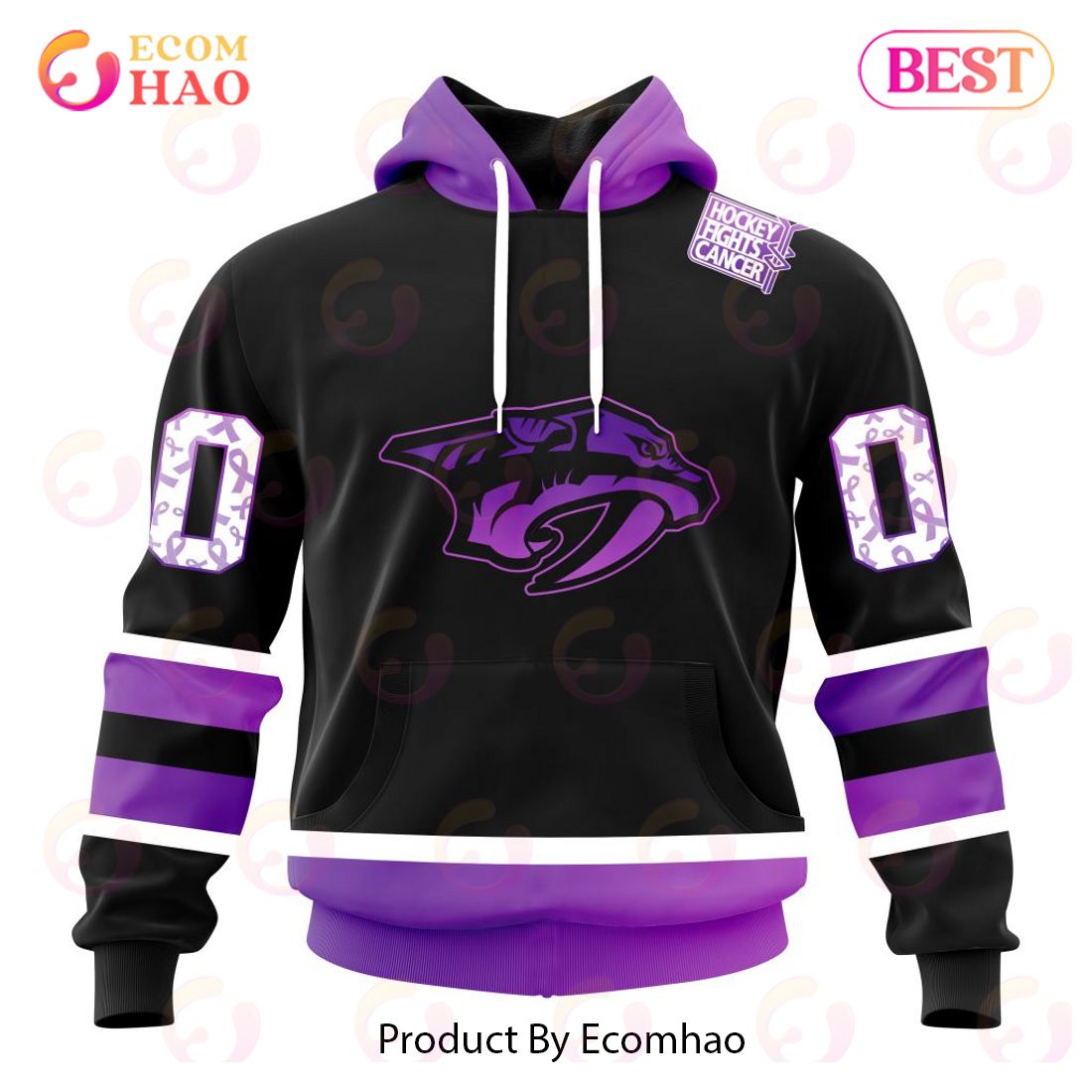 BEST NHL Tampa Bay Lightning Special Black Hockey Fights Cancer Kits 3D  Hoodie