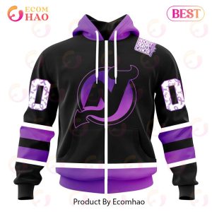 NHL New Jersey Devils Special Black Hockey Fights Cancer Kits 3D Hoodie