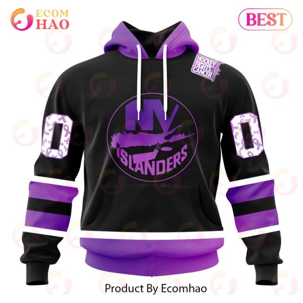 NHL New York Islanders Special Black Hockey Fights Cancer Kits 3D Hoodie