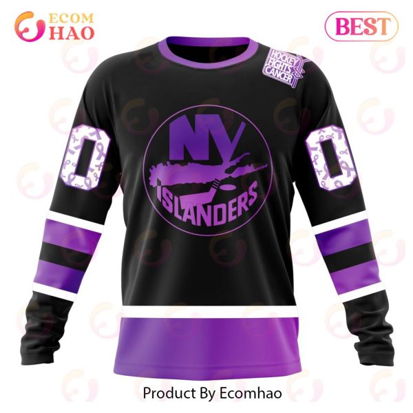 NHL New York Islanders Special Black Hockey Fights Cancer Kits 3D Hoodie