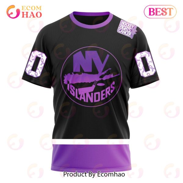 NHL New York Islanders Special Black Hockey Fights Cancer Kits 3D Hoodie
