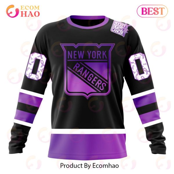 NHL New York Rangers Special Black Hockey Fights Cancer Kits 3D Hoodie