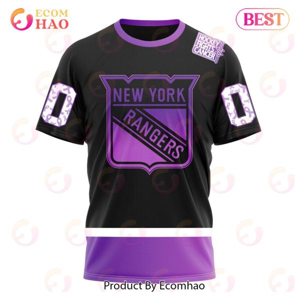 NHL New York Rangers Special Black Hockey Fights Cancer Kits 3D Hoodie