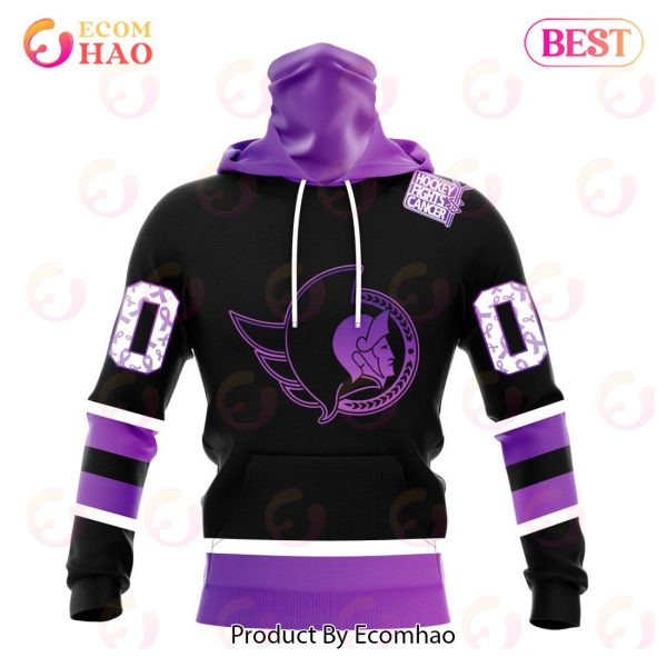 NHL Ottawa Senators Special Black Hockey Fights Cancer Kits 3D Hoodie