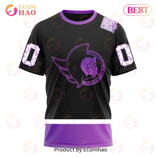 NHL Ottawa Senators Special Black Hockey Fights Cancer Kits 3D Hoodie