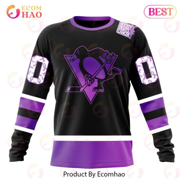 NHL Pittsburgh Penguins Special Black Hockey Fights Cancer Kits 3D Hoodie