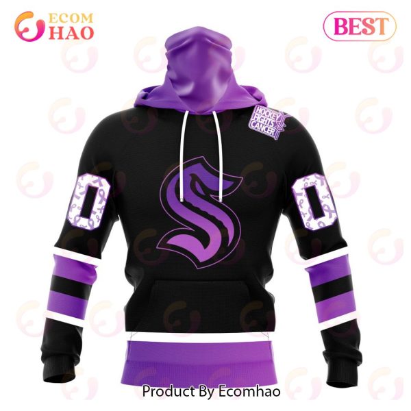 NHL Seattle Kraken Special Black Hockey Fights Cancer Kits 3D Hoodie