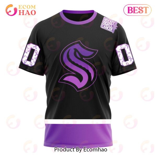 NHL Seattle Kraken Special Black Hockey Fights Cancer Kits 3D Hoodie