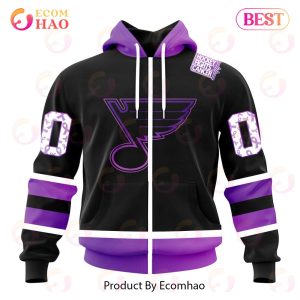 NHL St. Louis Blues Special Black Hockey Fights Cancer Kits 3D Hoodie