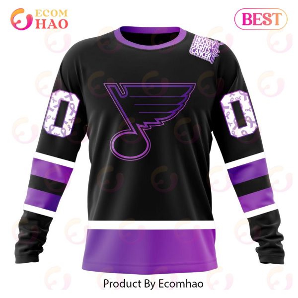 NHL St. Louis Blues Special Black Hockey Fights Cancer Kits 3D Hoodie