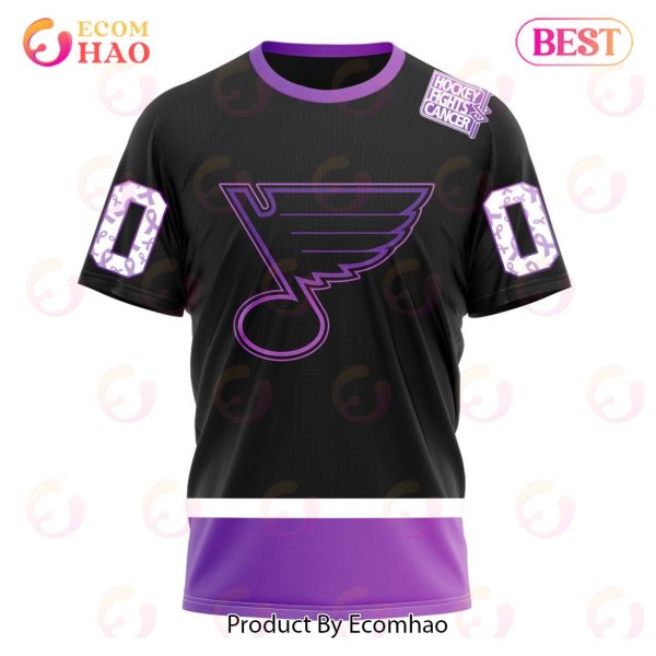 NHL St. Louis Blues Special Black Hockey Fights Cancer Kits 3D Hoodie