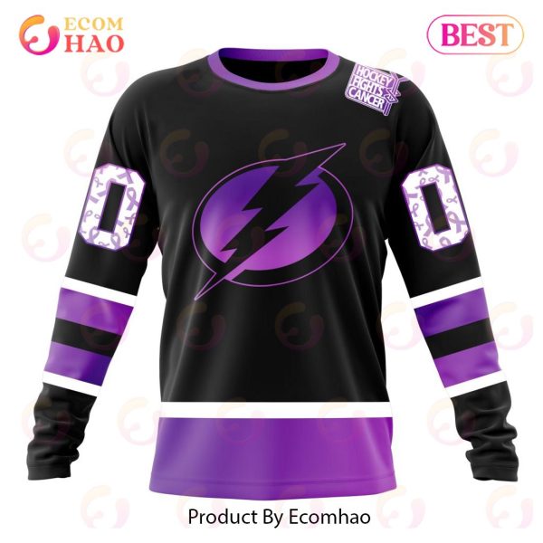 NHL Tampa Bay Lightning Special Black Hockey Fights Cancer Kits 3D Hoodie