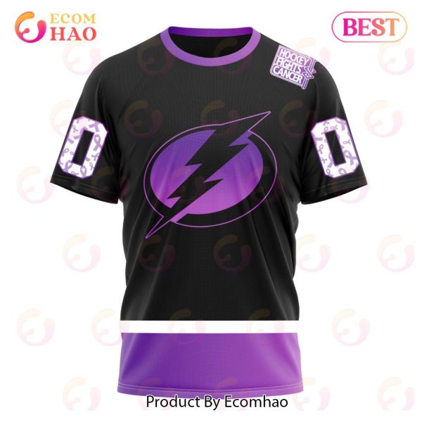 NHL Tampa Bay Lightning Special Black Hockey Fights Cancer Kits 3D Hoodie