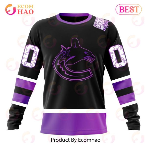 NHL Vancouver Canucks Special Black Hockey Fights Cancer Kits 3D Hoodie