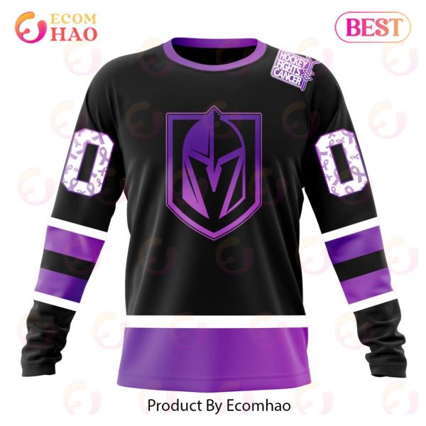 NHL Vegas Golden Knights Special Black Hockey Fights Cancer Kits 3D Hoodie