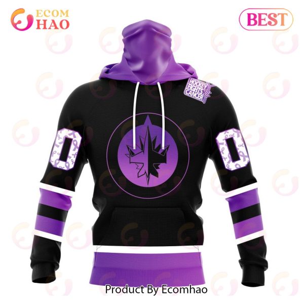 NHL Winnipeg Jets Special Black Hockey Fights Cancer Kits 3D Hoodie